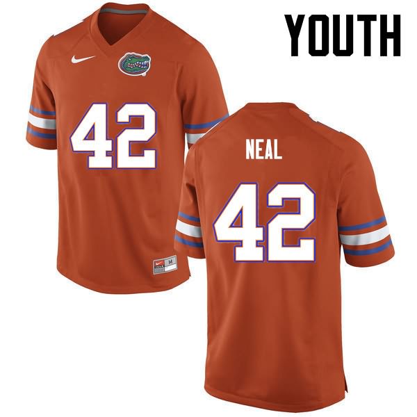 NCAA Florida Gators Keanu Neal Youth #42 Nike Orange Stitched Authentic College Football Jersey WXA6664RQ